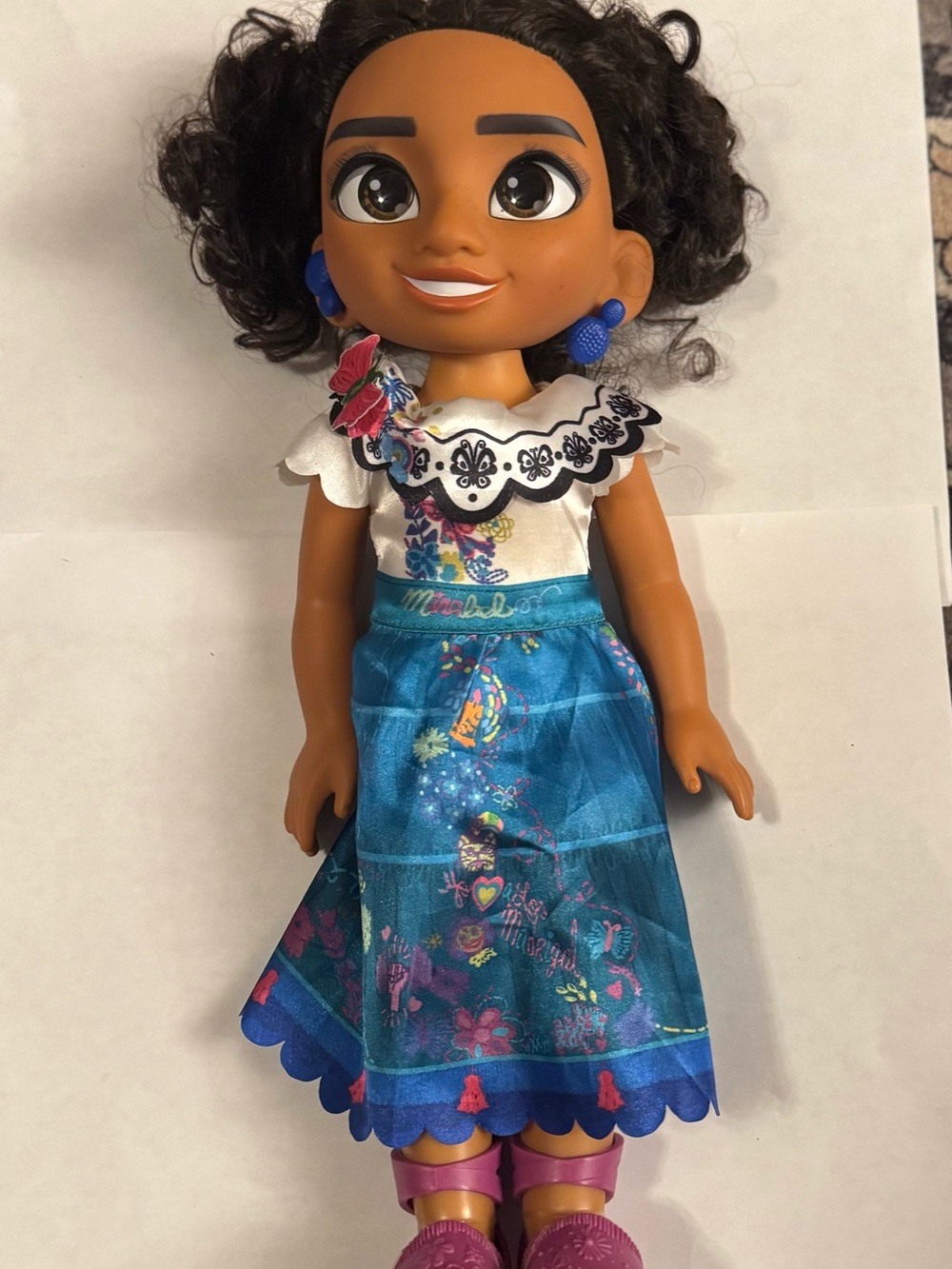 Disney Mirabel Fashion Doll with Teal Floral Skirt and Blue Earrings